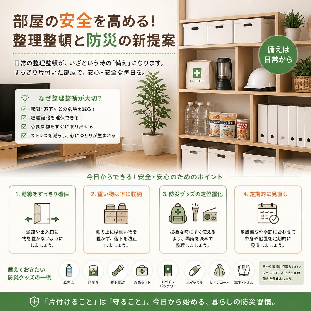 部屋の安全を高める！整理整頓と防災の新提案