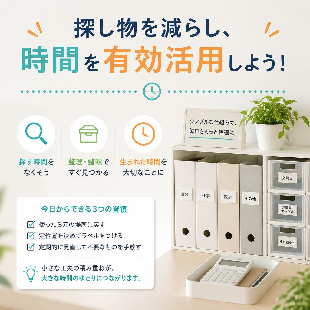 探し物を減らし、時間を有効活用しよう！