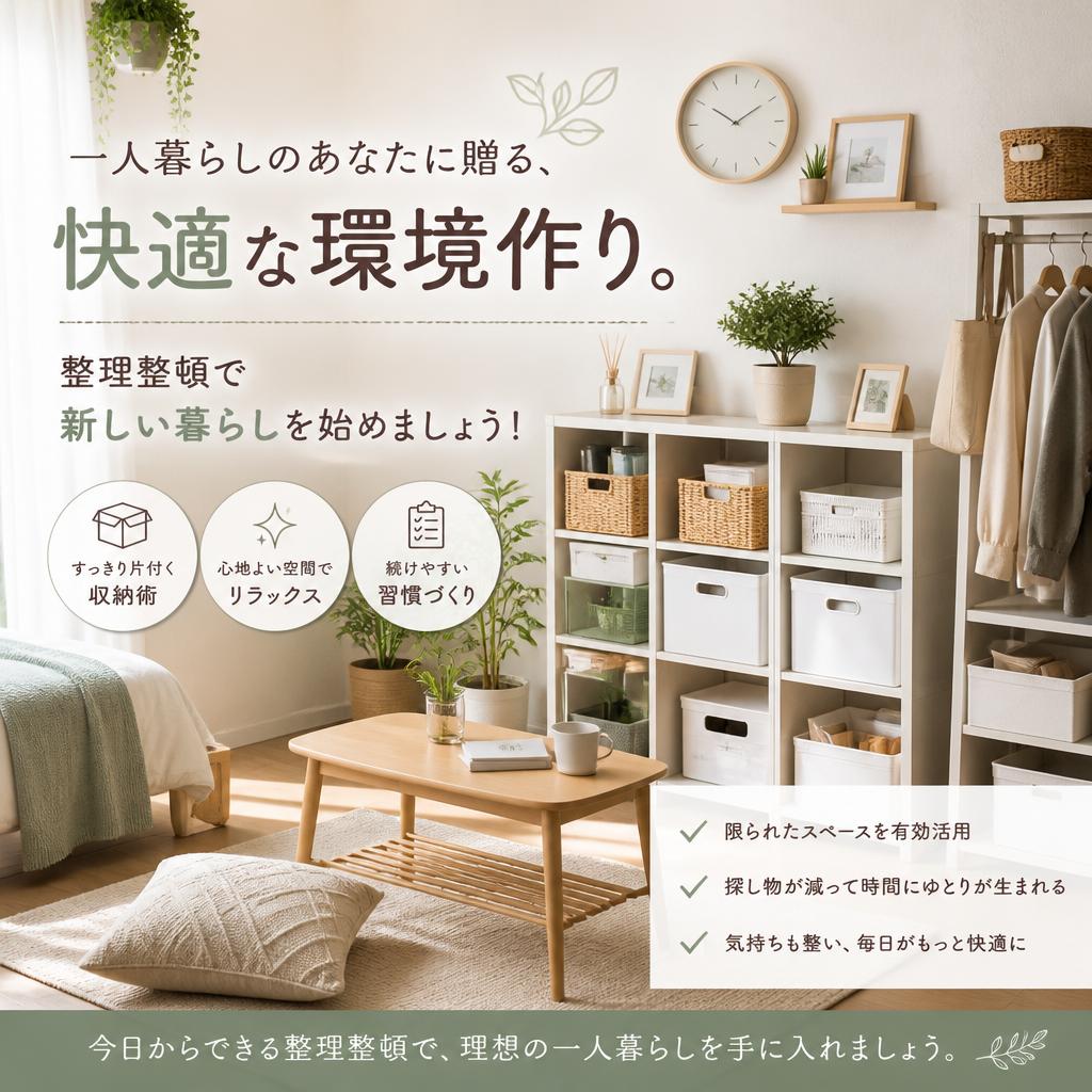 一人暮らしのあなたに贈る、快適な環境作り。整理整頓で新しい暮らしを始めましょう！