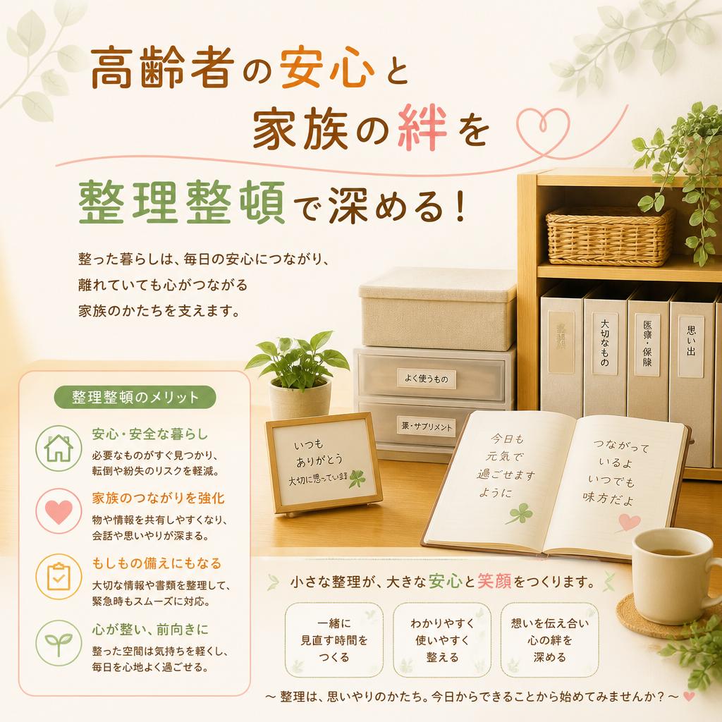 高齢者の安心と家族の絆を整理整頓で深める！