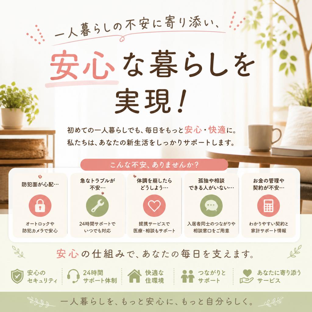 一人暮らしの不安に寄り添い、安心な暮らしを実現！