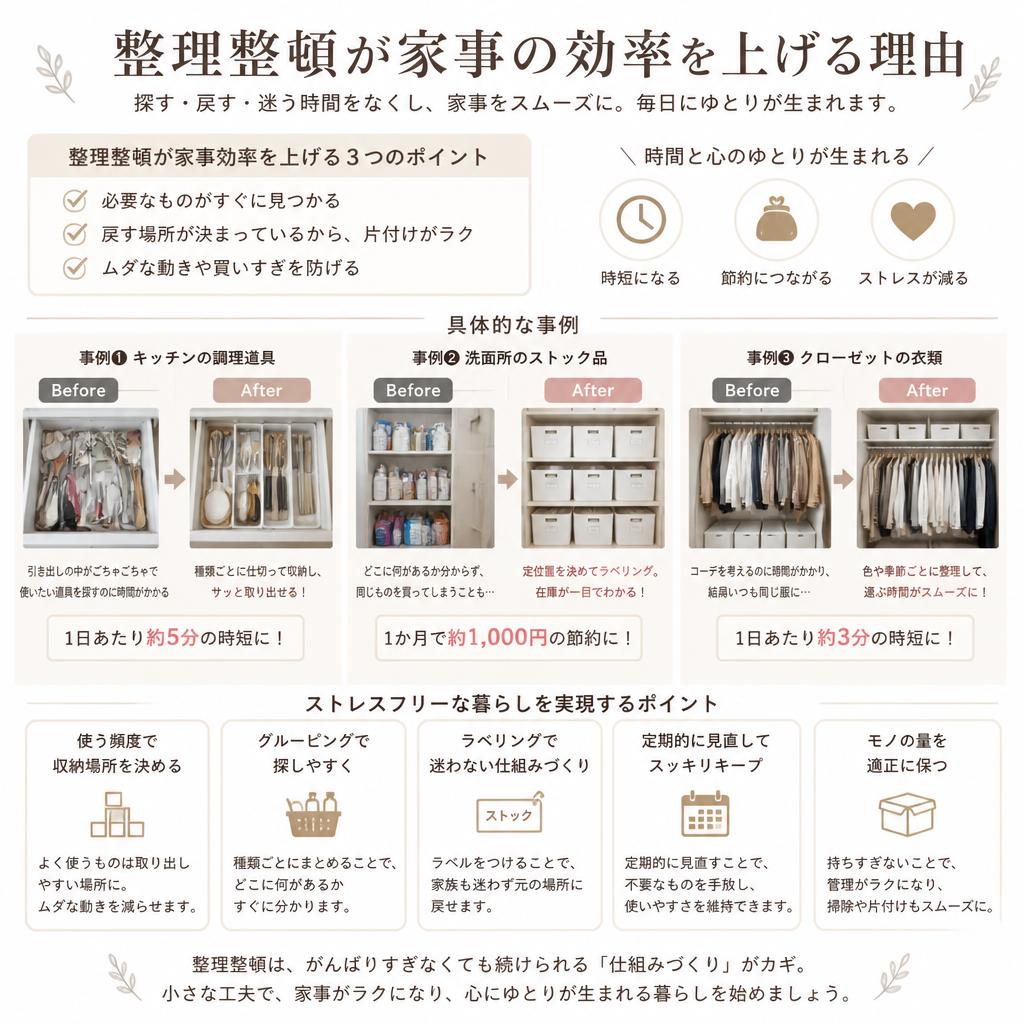 整理整頓がもたらす家事効率の向上