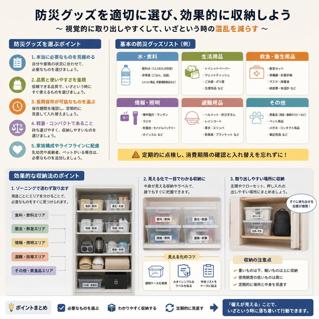 防災グッズの選び方と収納方法