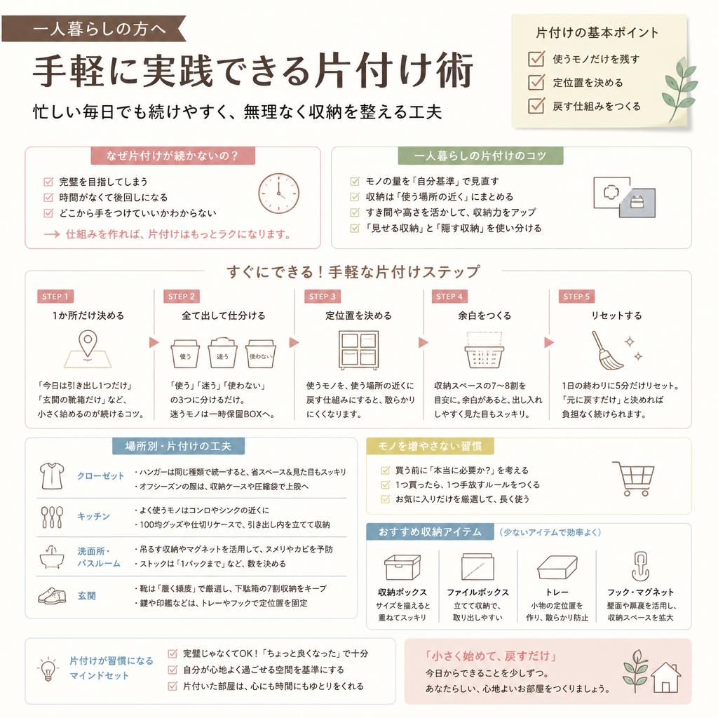 一人暮らしの方のための簡単片付け術