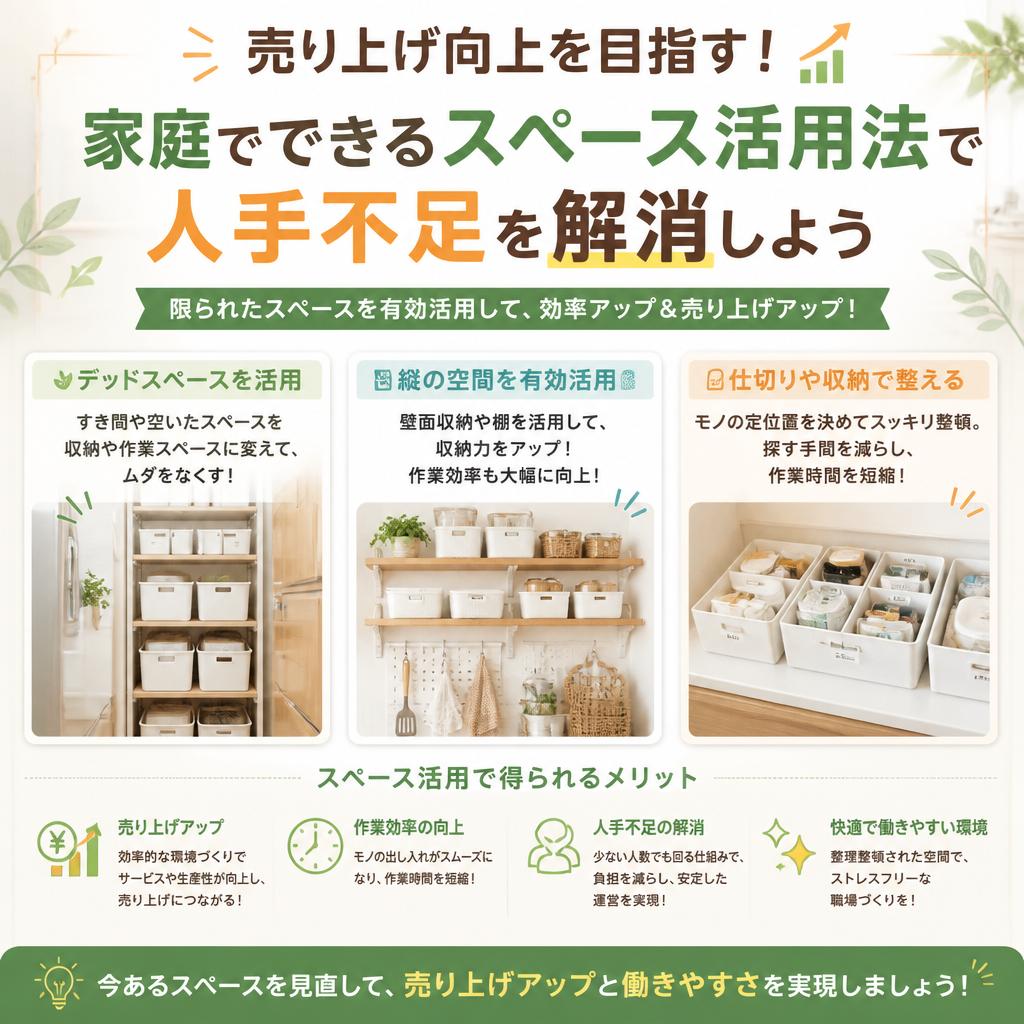売り上げ向上を目指す！家庭でできるスペース活用法で人手不足を解消しよう