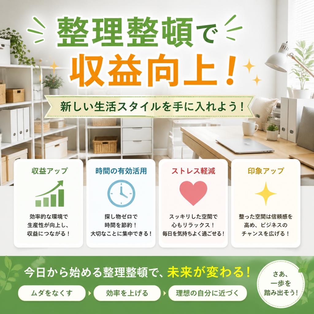 整理整頓で収益向上！新しい生活スタイルを手に入れよう！