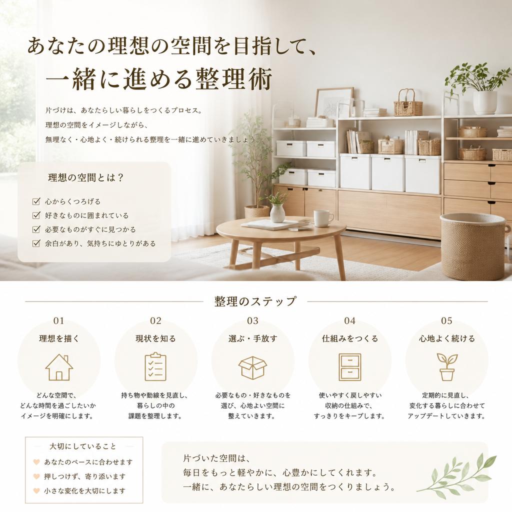 あなたの理想の空間を目指して、一緒に進める整理術