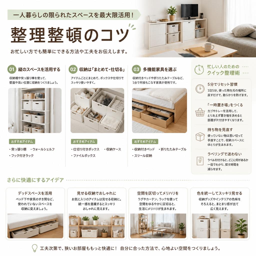 一人暮らしを楽にする整理整頓のコツ