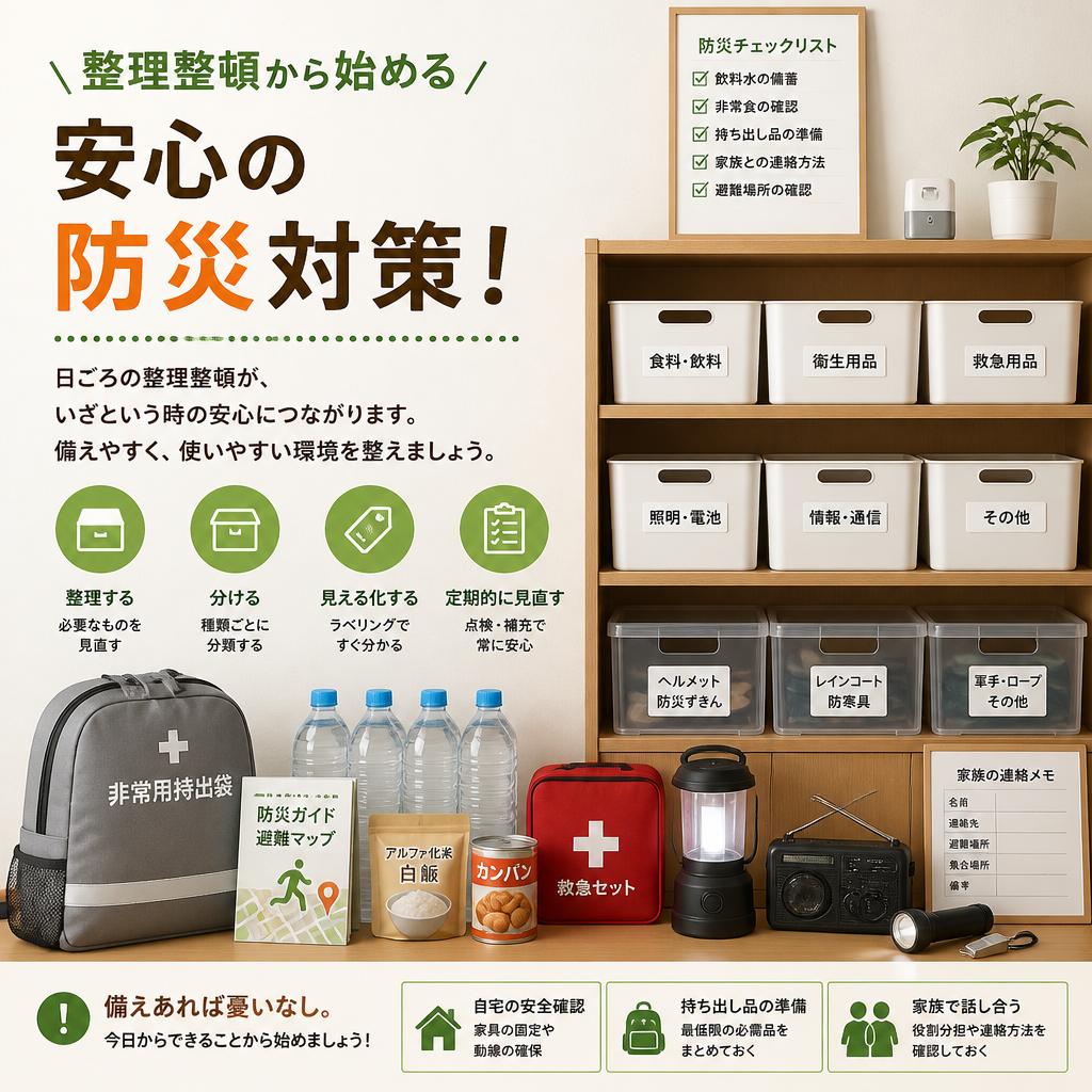 整理整頓から始める安心の防災対策！